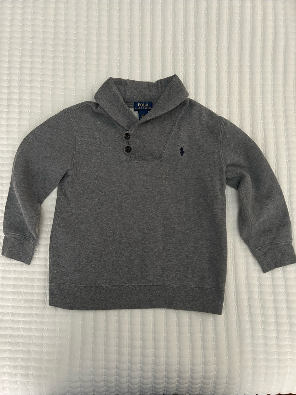 Polo by Ralph Lauren Boys Gray Shawl Collar Sweater, Size 4/4T
